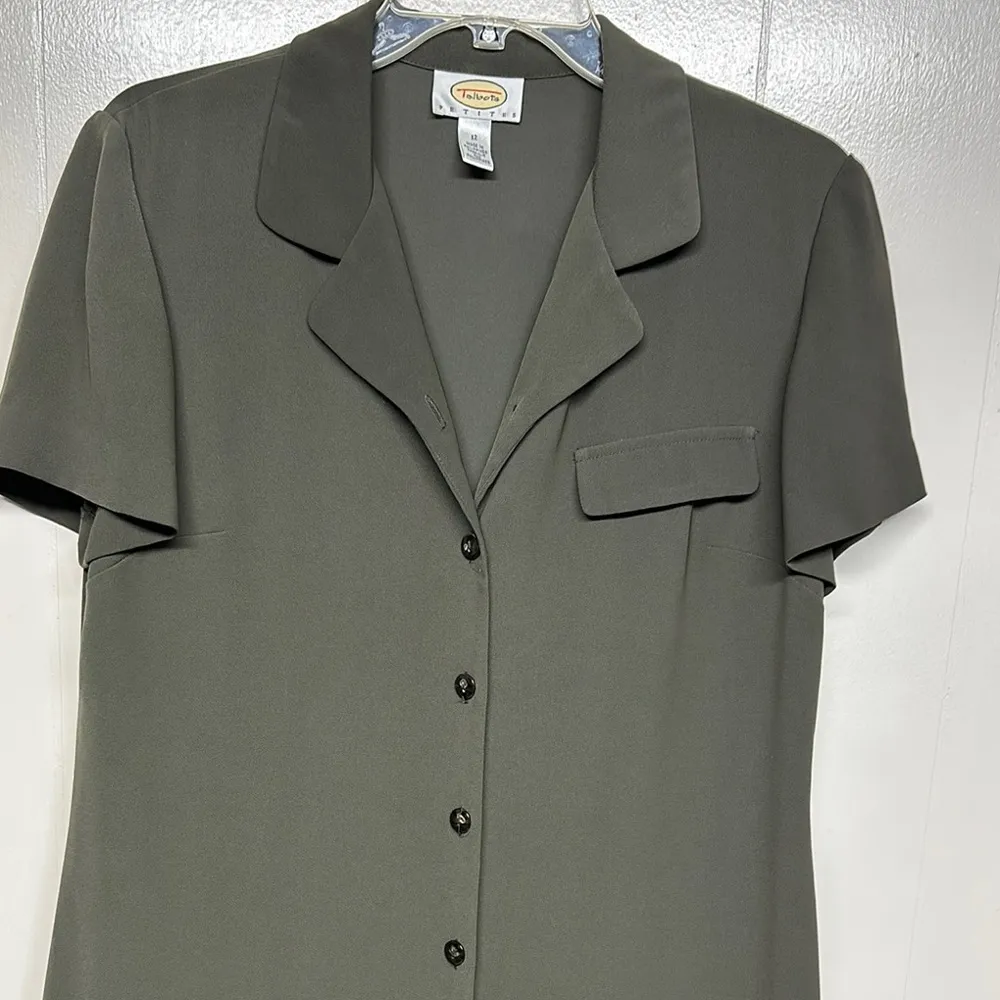 Talbots Green Sheath Midi Dress Notched Collar - Image 2