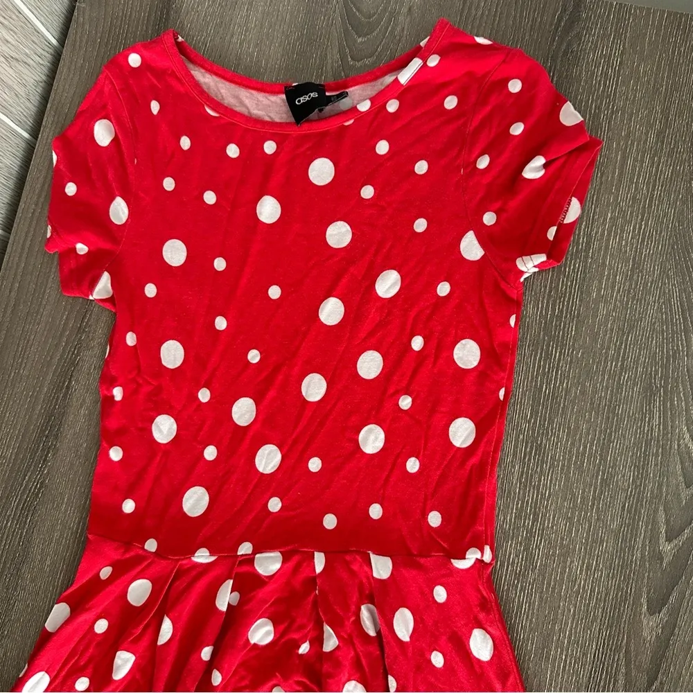 ASOS Red White Polka Skater Short Sleeve Dress Minnie Mouse - Image 2