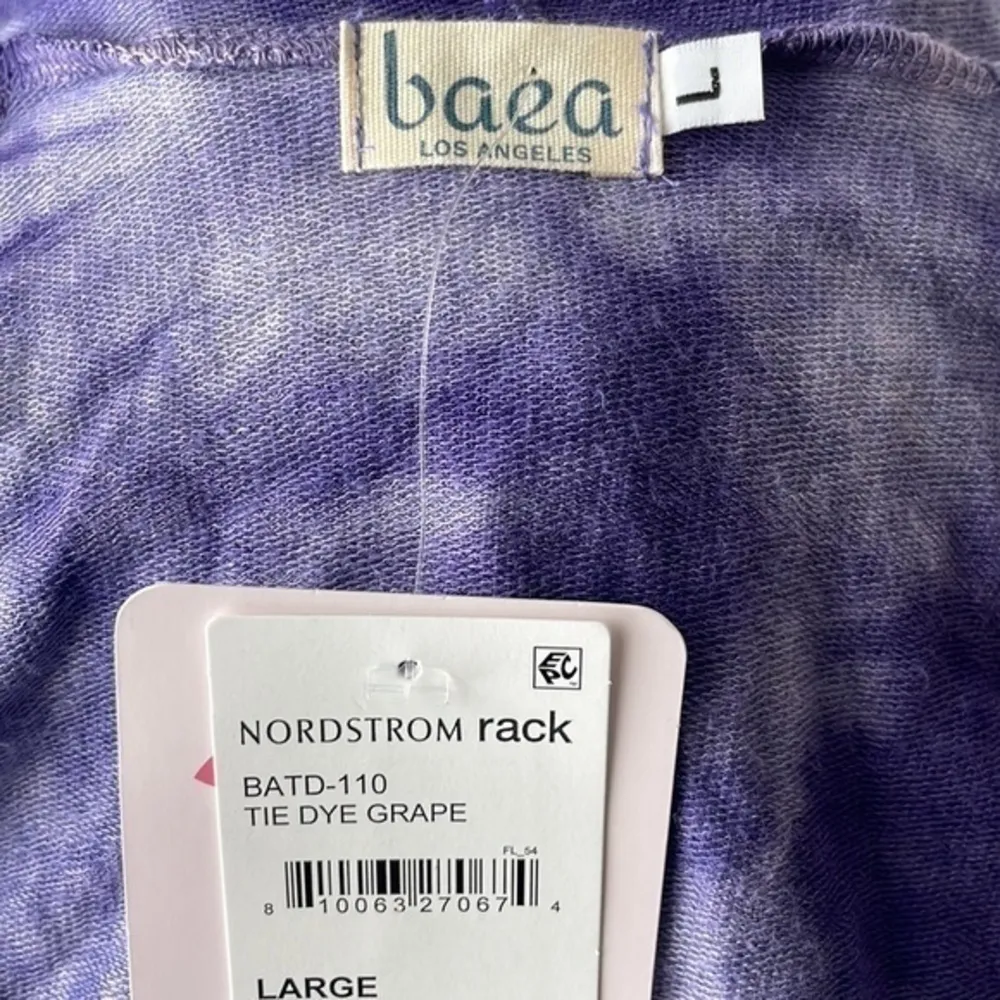 Baea Los Angeles tie dye hooded shredded cardigan purple white size Large - Image 3