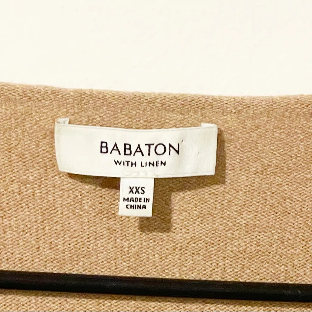 BABATON Womens Size XXS Light Brown V Neck Long Sleeve Thin Knit‎ Tunic Sweater - Image 3