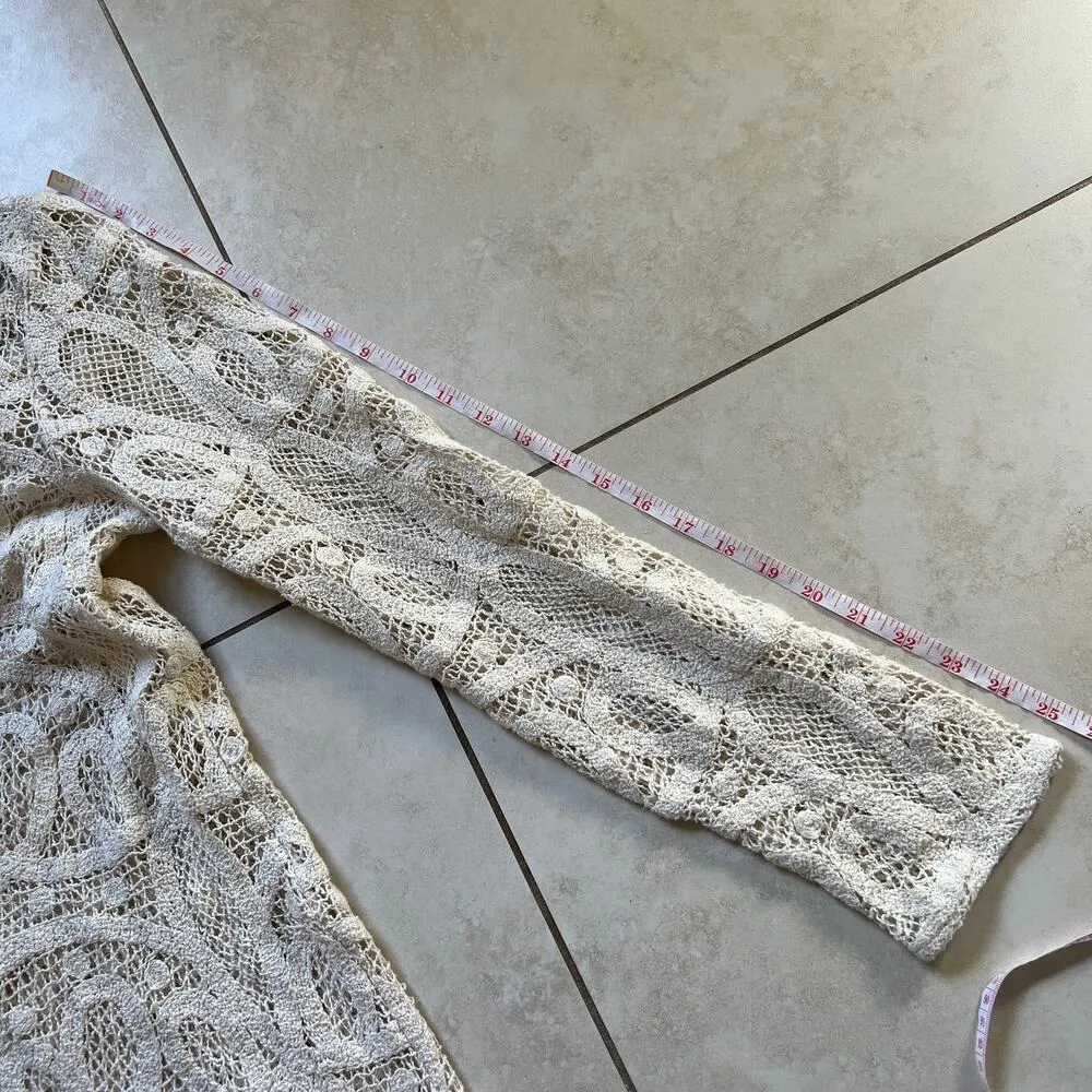 NWOT H&M Cream Crotchet Long Sleeve Dress Size S - Image 8