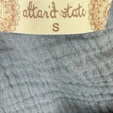 Altar’d state powder baby blue gauze linen babydoll blouse - Image 4