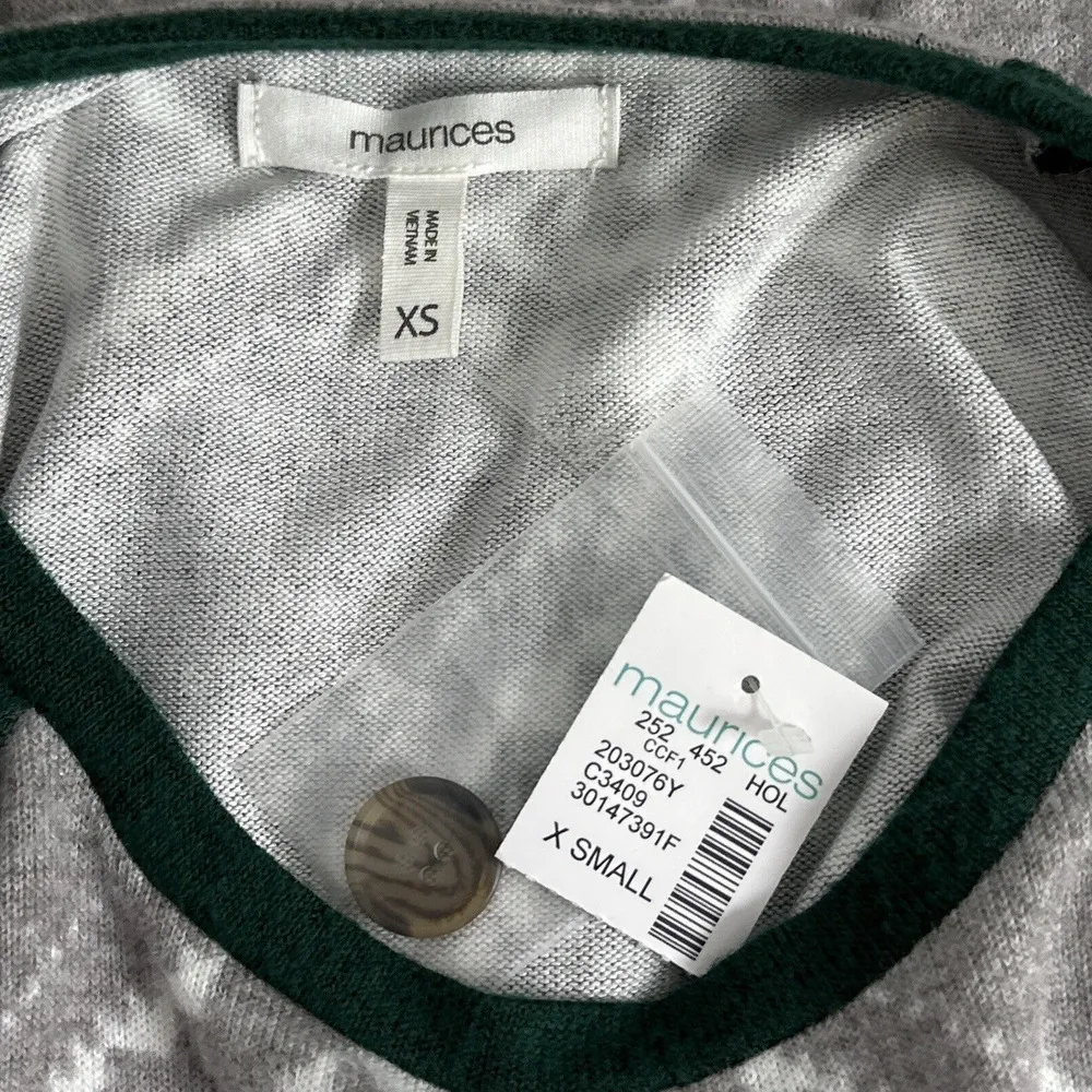 New Maurices Sweater Size XS Front Knot Raglan Sleeve Gray Green Top Shirt - Image 5