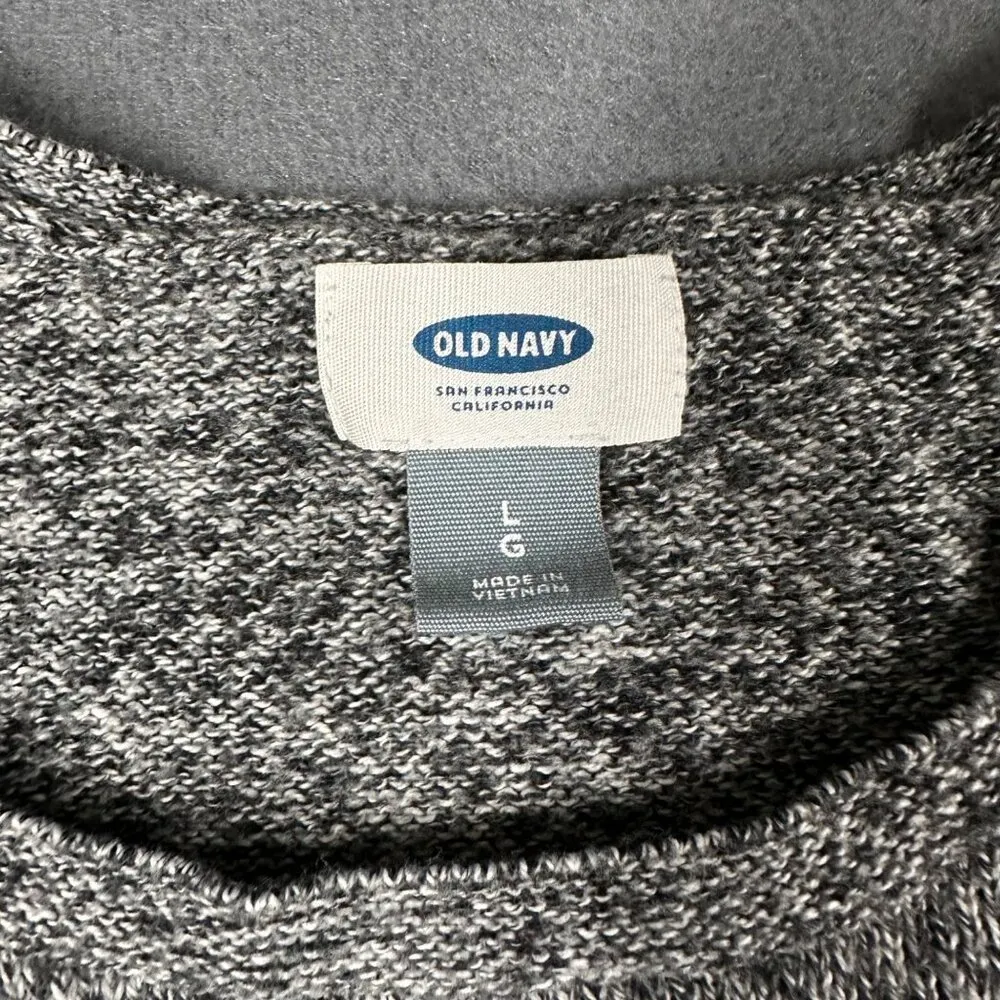 Old Navy Womens L Heather Gray Long Sleeve Round Neck Pullover Sweater Top - Image 3