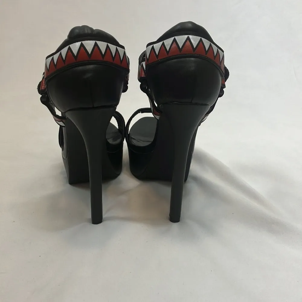 Nasty Gal black, red, and white leather 6” heels - Image 7