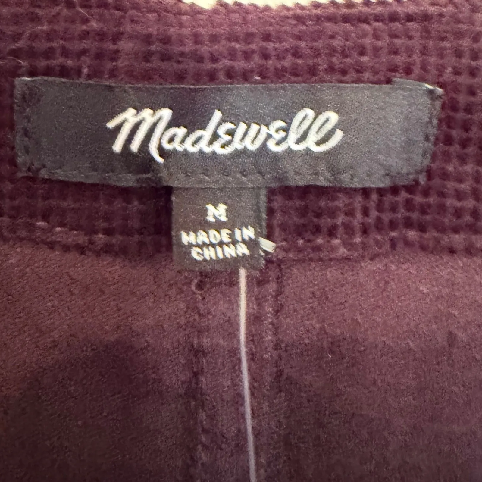 Madewell Waffle Knit Relaxed V-Neck Top Women's M Black Iris Preppy Collegiate - Image 5