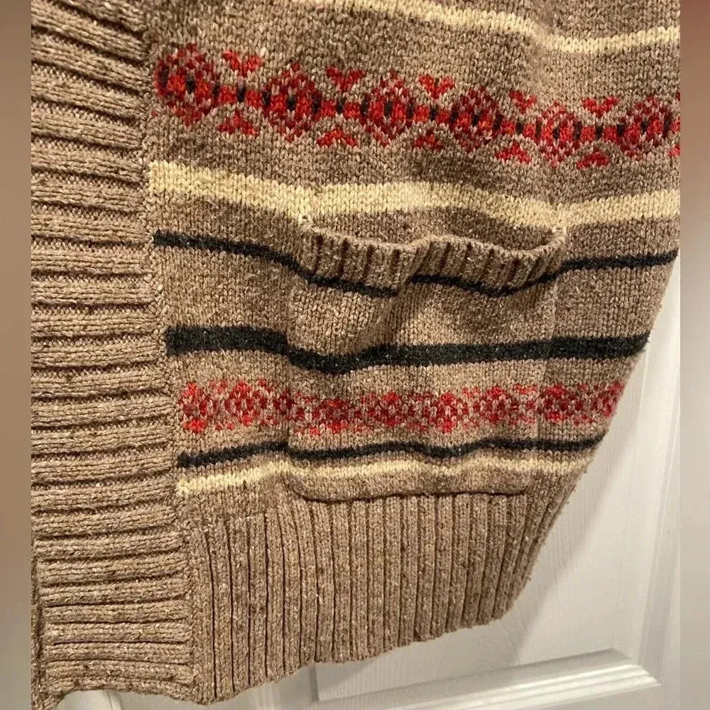 Sonoma Brown Striped Short Sleeve Knit Open Front Cowl Neck Cardigan Size XL - Image 5