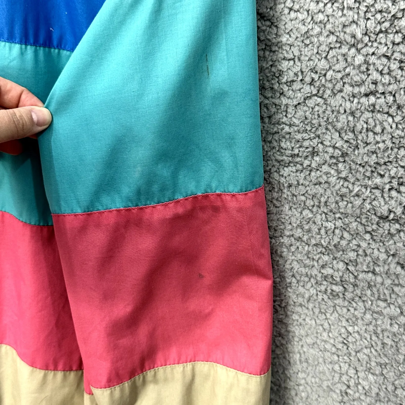 Vintage 80s Colorblock Windbreaker Jacket 12 Rainbow Striped Retro Track Preppy - Image 10