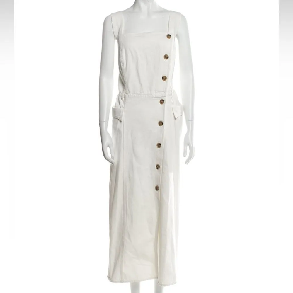Nanushka Women's‎ White Denim 100% Cotton Moun Midi Dress XL - Image 5