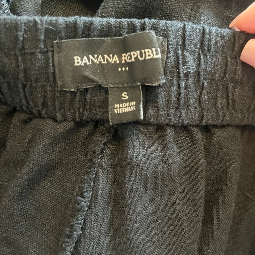 Banana‎ Republic Black Linen Blend Cargo Lightweight Joggers Size Small - Image 3