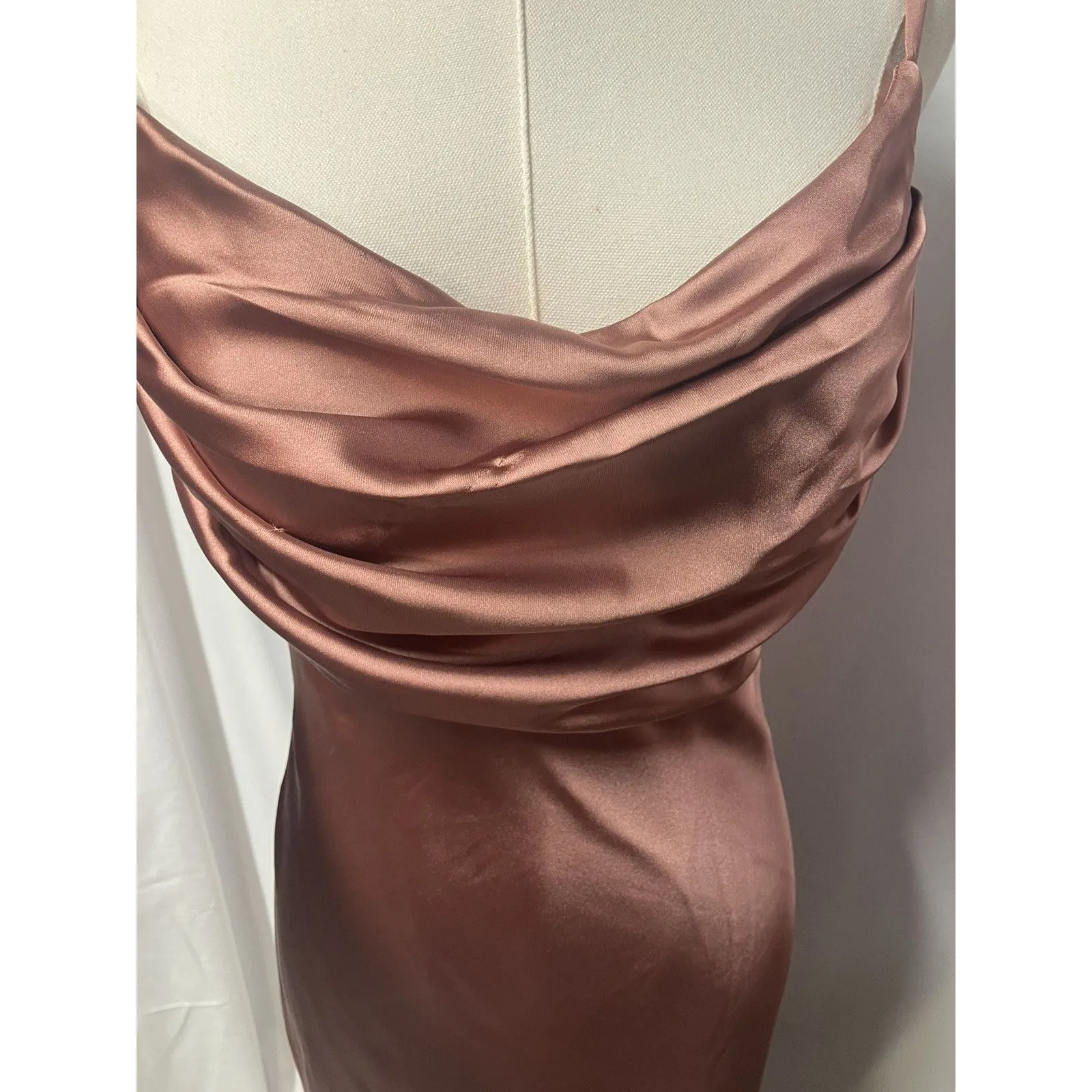 Revelry Skye Satin Desert‎ Rose Bridesmaid Dress Womens 4 Petite maxi Prom New Pink Size 4P - Image 12