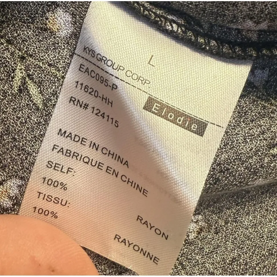 Elodie Shirt Womens Large Black Floral Lace Up Whimsygoth Cottagecore Feminine - Image 4