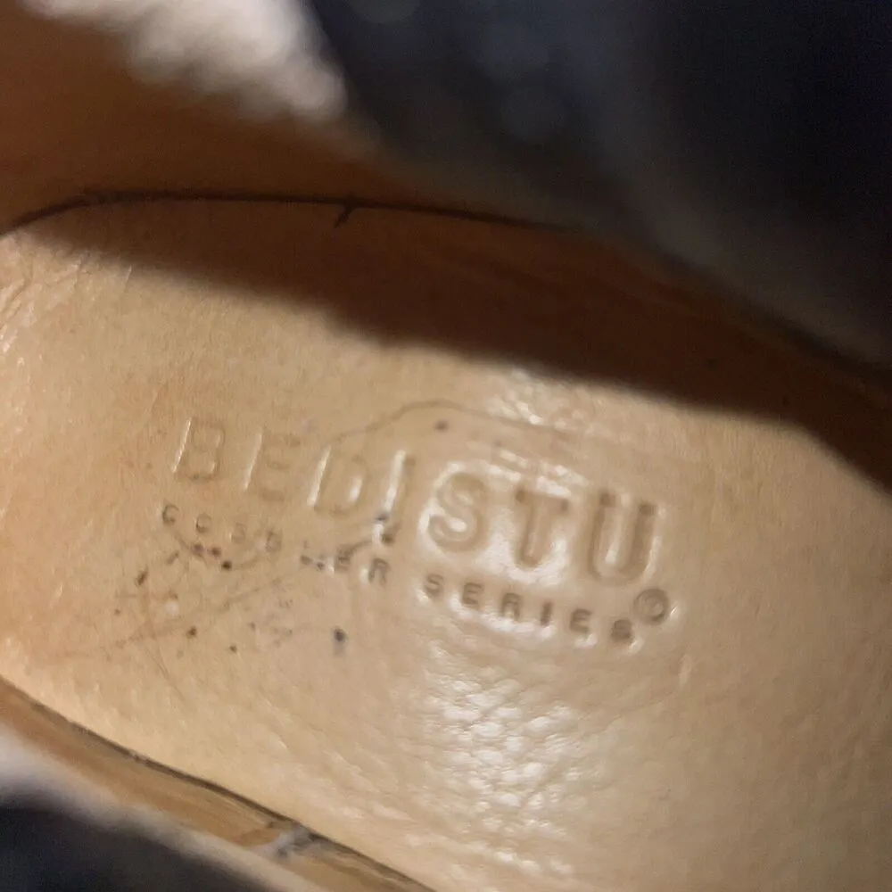 Bed Stu Gogo Lug Moto Boots Black Brown Gold Distressed Leather Side Zip Size 7 - Image 9