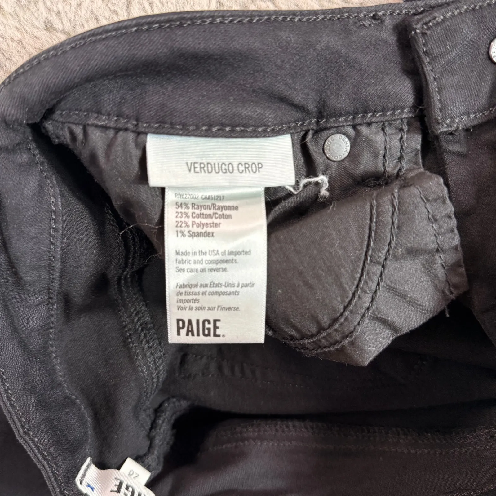 PAIGE Verdugo Crop Black Skinny Jeans Womens Size 28‎ Denim Casual School - Image 7