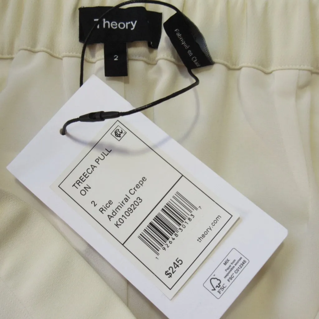 NWT THEORY Treeca Pull on in Rice Ivory Admiral Crepe Ankle Pants 2 - Image 4