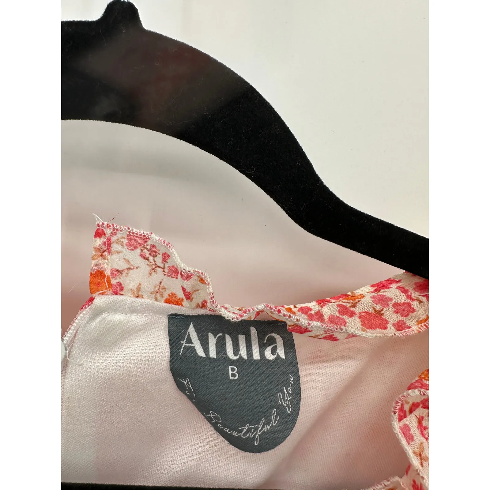 Arula Womens Pink Floral Mini Dress Size B 2X Ruffles Tiered Feminine Coquette - Image 6