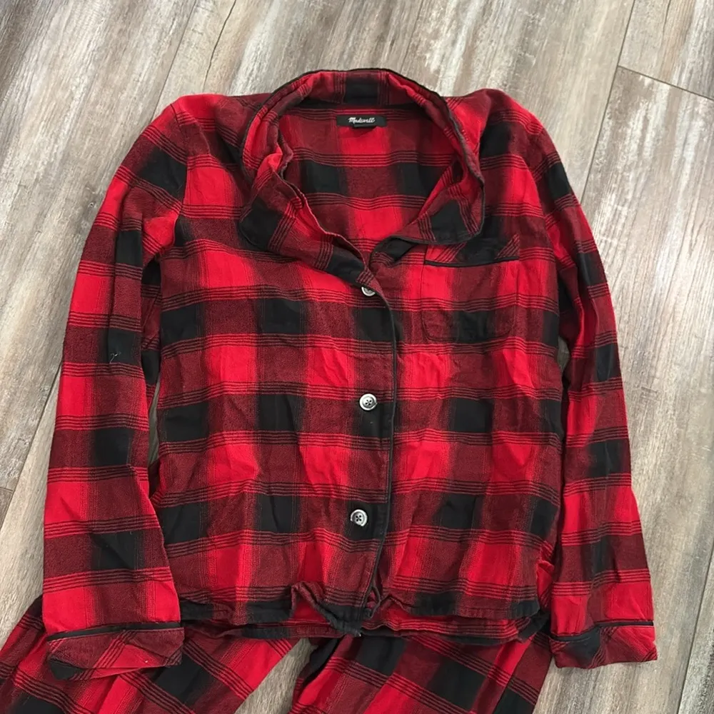 MADEWELL Buffalo check red and black long sleeve flannel PJ set XS - Image 8