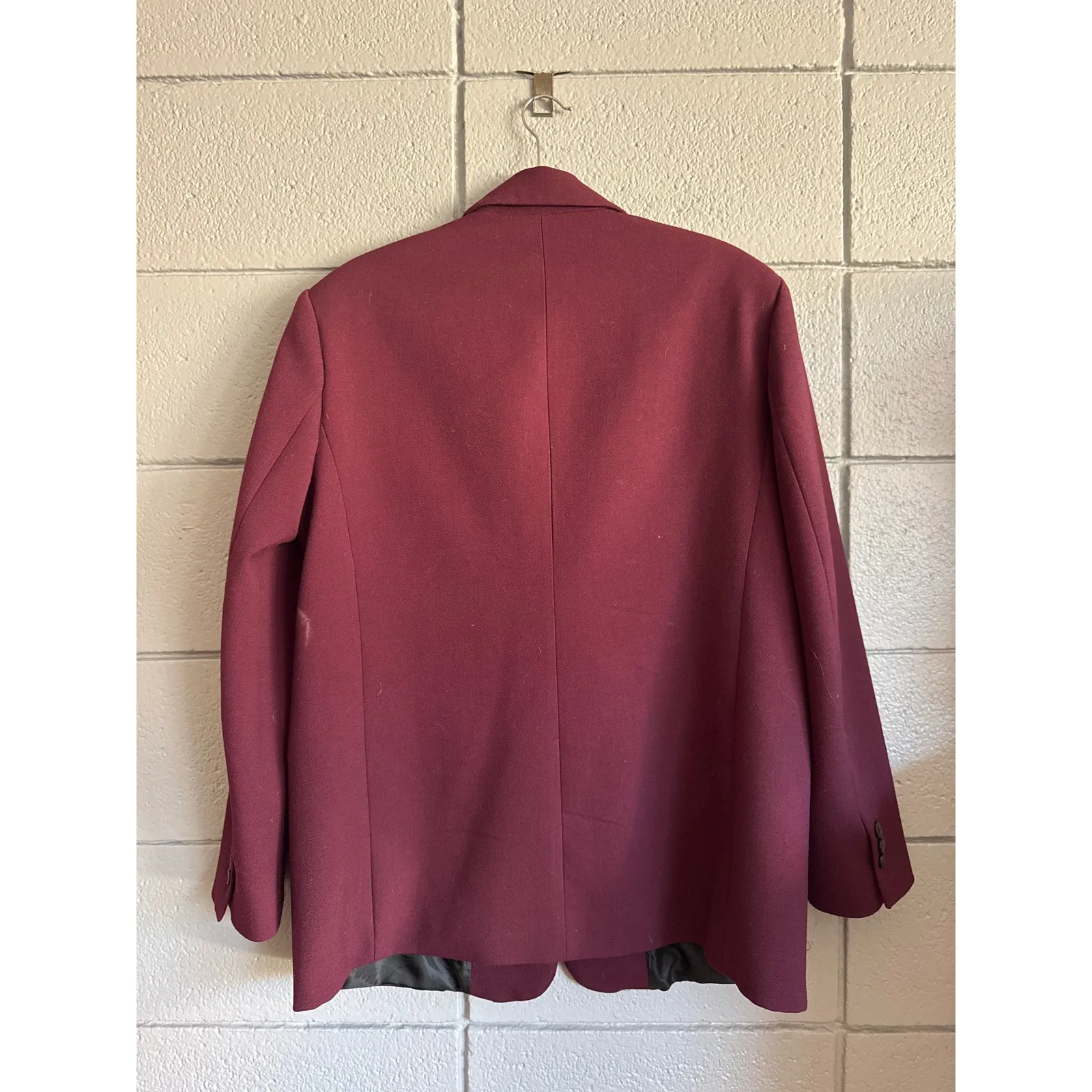 Women's Zara Bloggers Favorite Straight Cut Blazer Oversized Jacket in Wine sz L - Image 5