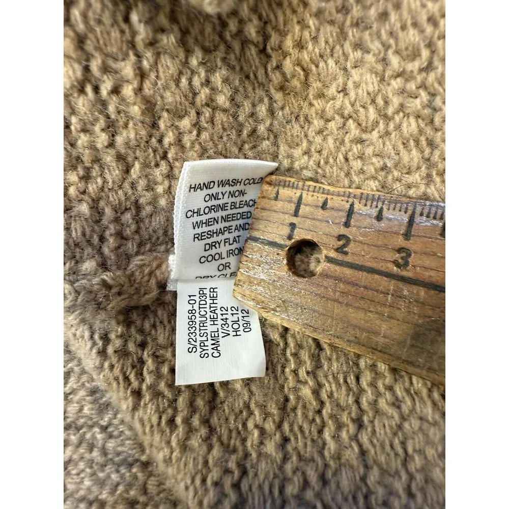 Banana Republic Sweater‎ Jacket Cowl Italian Yarn M Wool Cashmere Camel Heather - Image 10