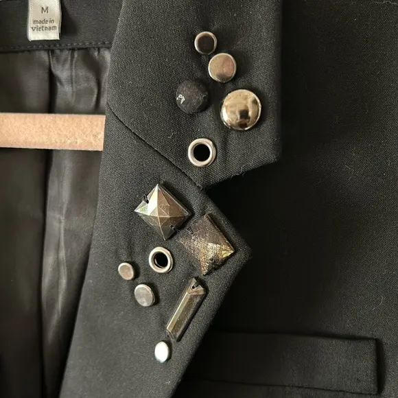 The Limited Jodi Arnold | Black Lined Jeweled Collar Blazer Jacket Sz‎ Med - Image 7