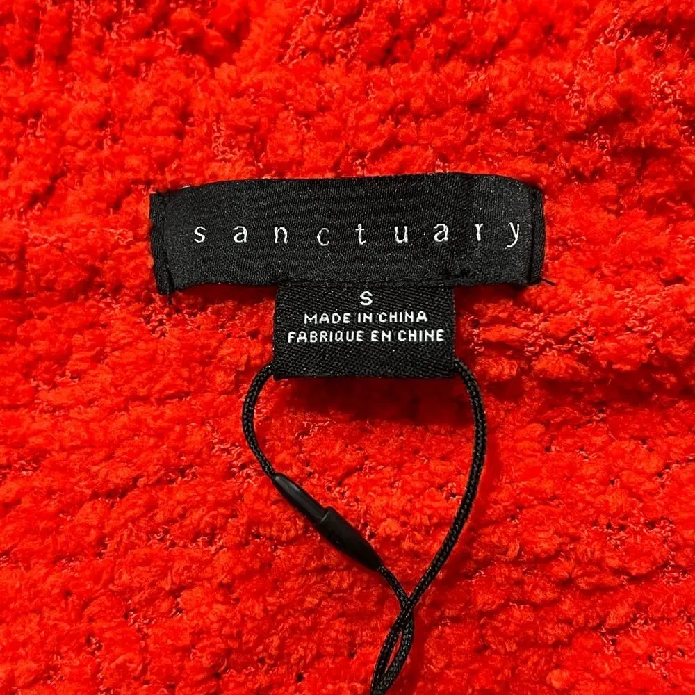 Sanctuary Punk Fuzzy V-Neck Pullover Sweater Red Women's Size Small NWT - Image 6