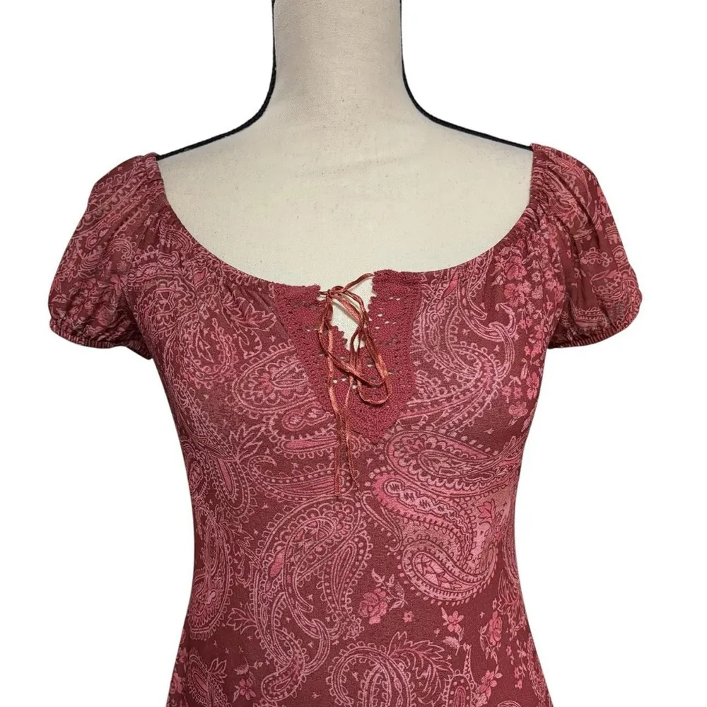 Y2K Xhilaration Pink Meshy Paisley Dress - Image 2