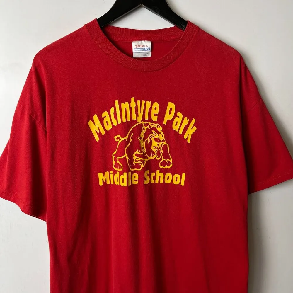 Hanes Heavyweight MacIntyre Park T-Shirt Vintage Red Graphic Unisex Fit - Image 10
