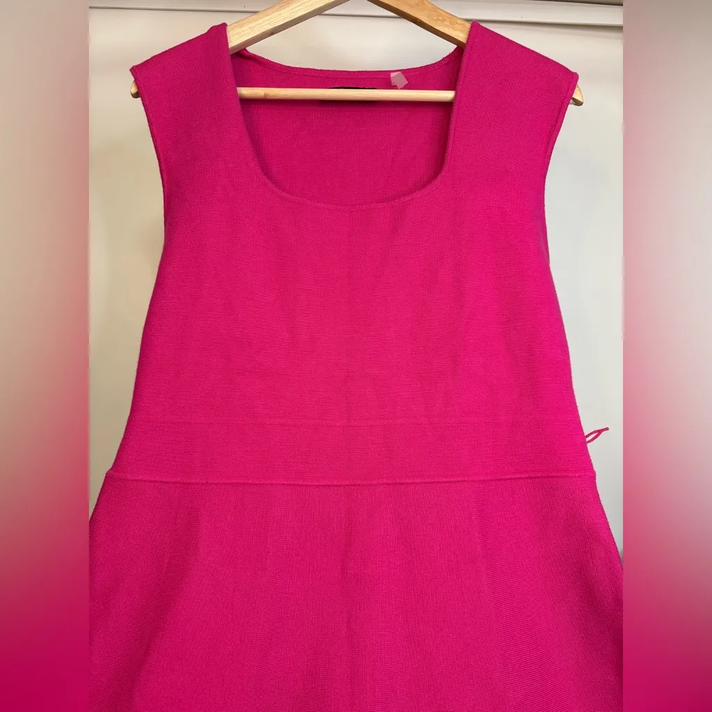 Elie Tahari Vibrant Pink Midi Dress sz Lg - Image 5