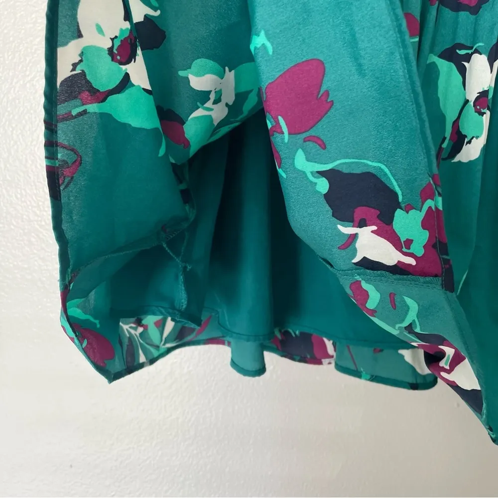 Merona Windward Green Floral Print Pleated Elastic Waist Skirt Size Medium - Image 5