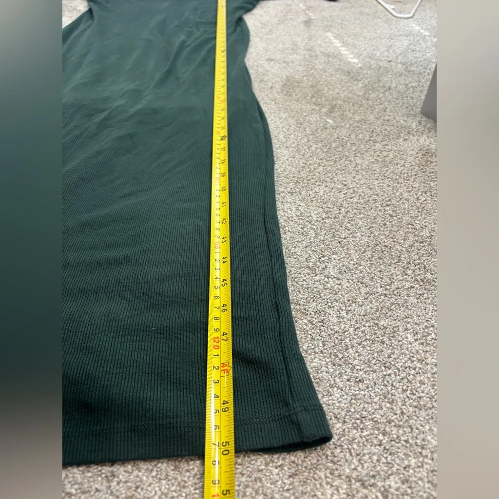 MARINE LAYER Lexi Long Sleeve V-Neck Dress Ribbed Maxi Medium Green Gables - Image 5