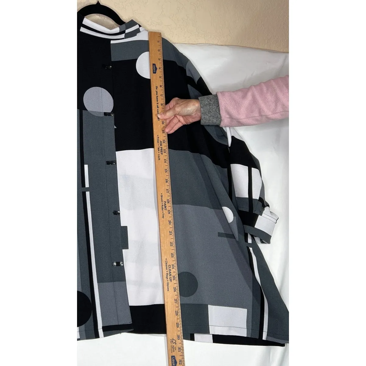 Ali Miles size 3X tunic black/white geometric 3/4 sleeve artsy lagenlook Black - Image 4