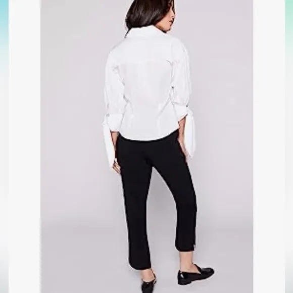 Cinq a Sept Womens xs Theresa Tie Cuff Top White‎ Cotton White - Image 8