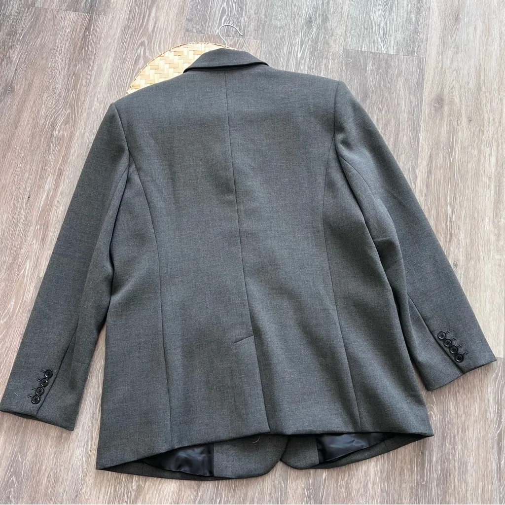 Banana republic double weave powerhouse asymmetrical blazer‎ dark charcoal gray - Image 8