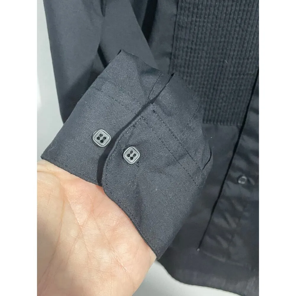 Vintage Wayne Scott Tuxedo Shirt Small Black Handpainted Abstract 80s Glam - Image 6