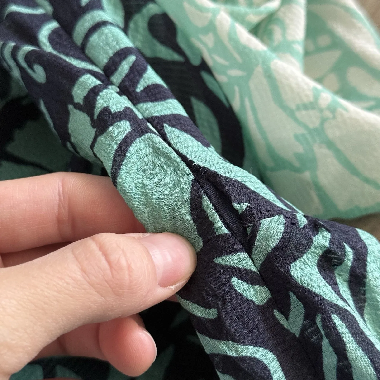 Tanya Taylor Green Floral Silk Wrap Midi Dress Womens 12 Sheer Sleeves Tie Boho - Image 9