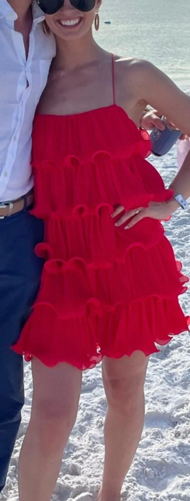 Red Ruffle Mini Dress - Image 4