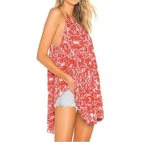 NWT Free People Mimi Halter Linen Blend Tunic Top Sweet Myrtle Combo Size XS NEW - Image 7