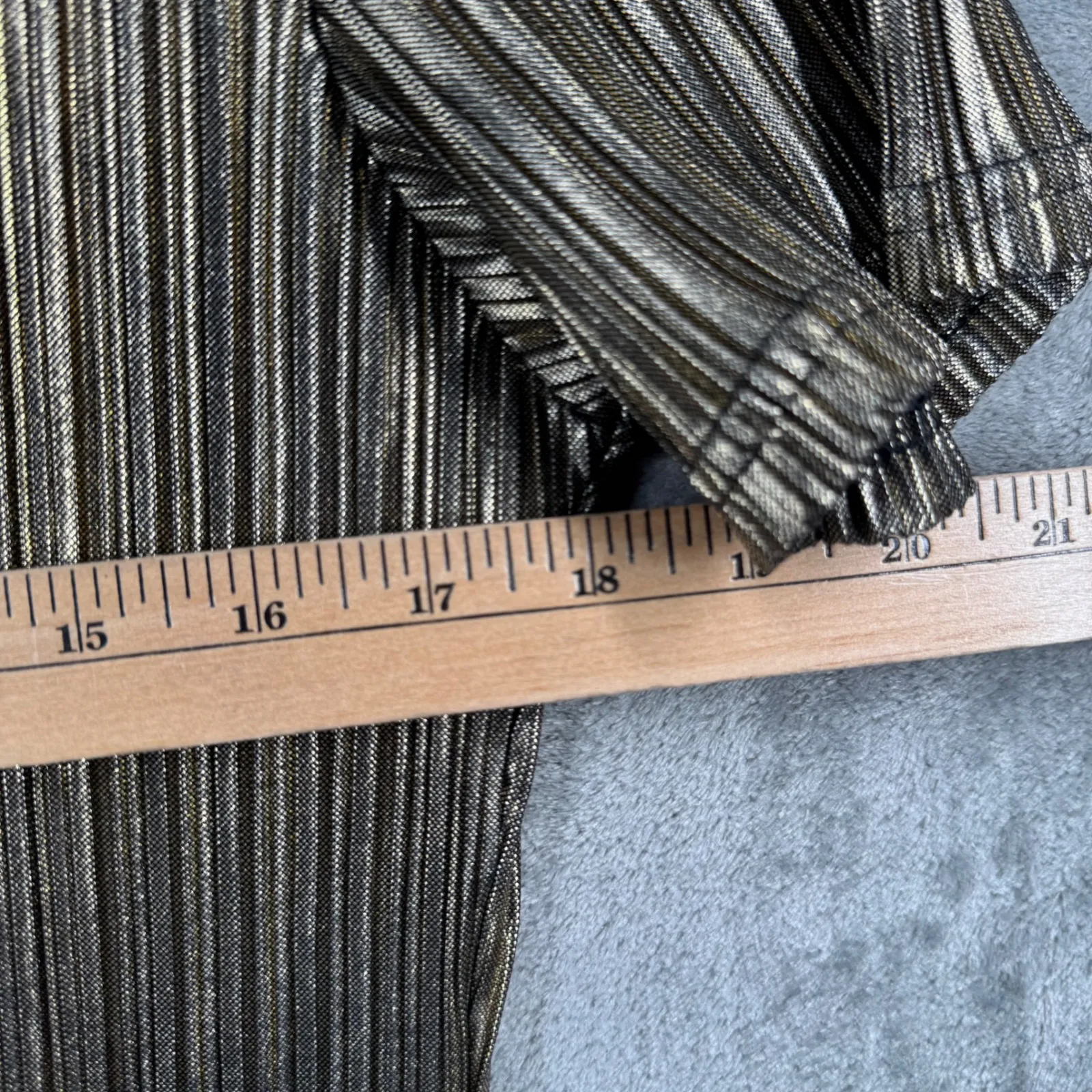 Marshall Rousso Blouse M Gold Plissé Pleated Metallic Disco Glam Party Y2K Chic Size M - Image 10