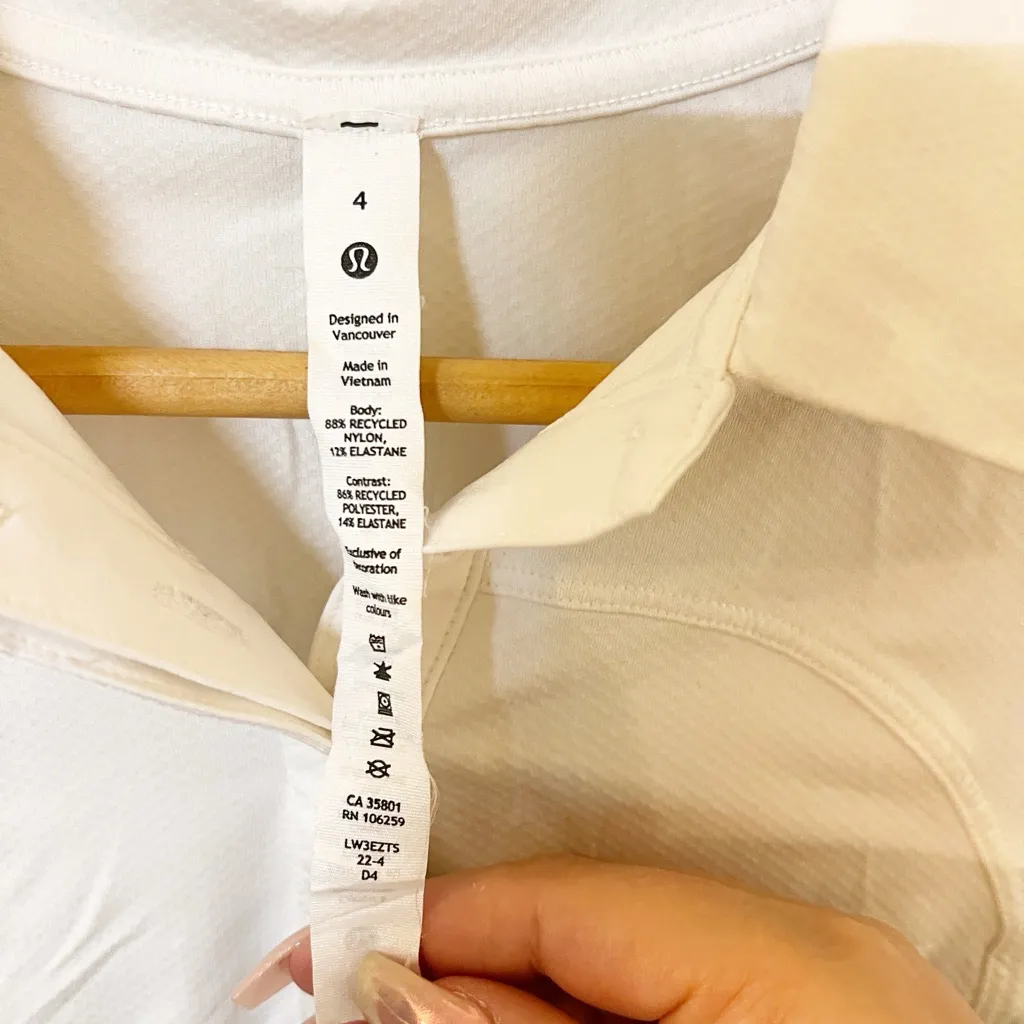 Lululemon white quick drying curved hem polo shirt - Image 7