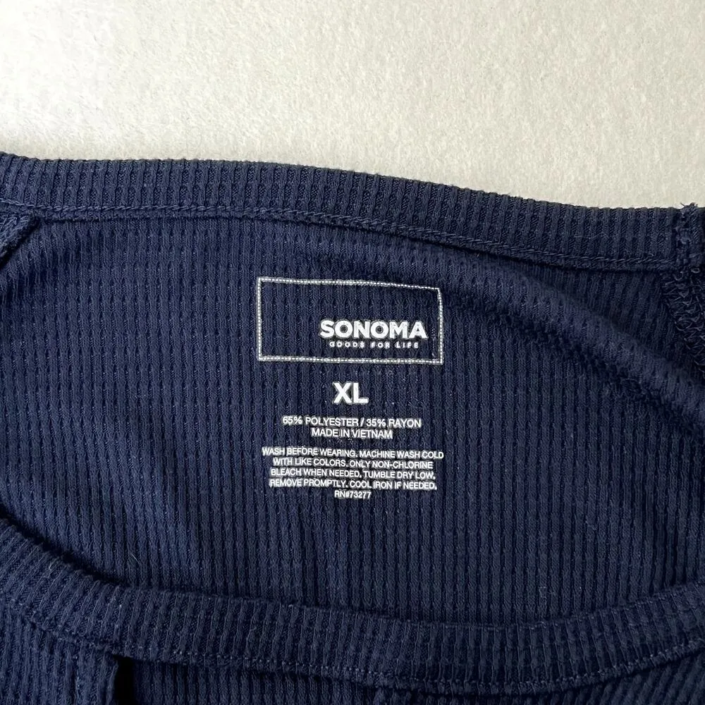 Sonoma Navy Criss Cross Ribbed Short Sleeve Top - Image 6