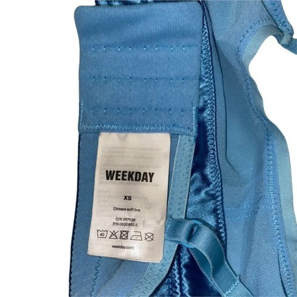 Weekday Blue Chimera Soft Bra Satin Women's Size XS - Image 5