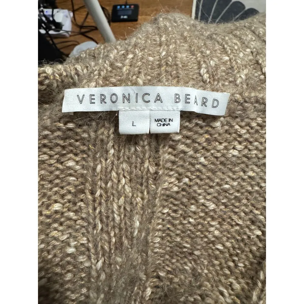 VERONICA BEARD Cold Shoulder Selleck Sweater Size L in Light Brown/Gold - Image 6