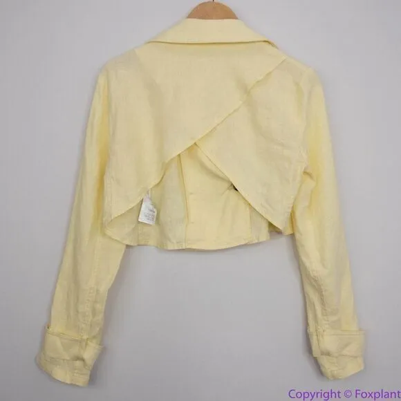 NEW Free People 100% Linen Crossover Back Bennie Crop Blazer, XS‎ - Image 7
