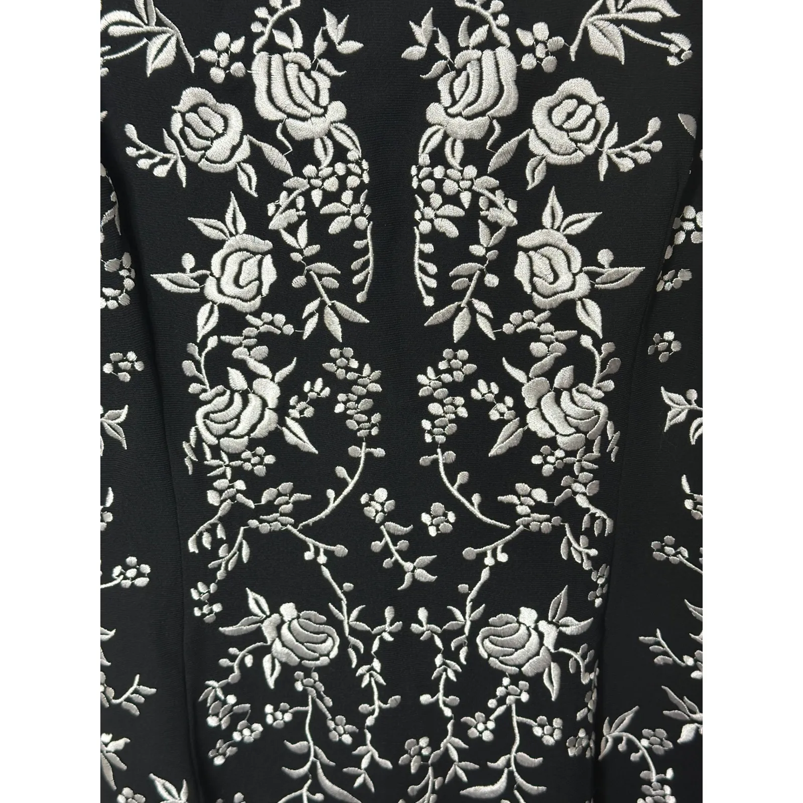 Maggy London‎ Black Floral Embroidered Beaded Strap Dress Size 10 Cocktail Party - Image 3