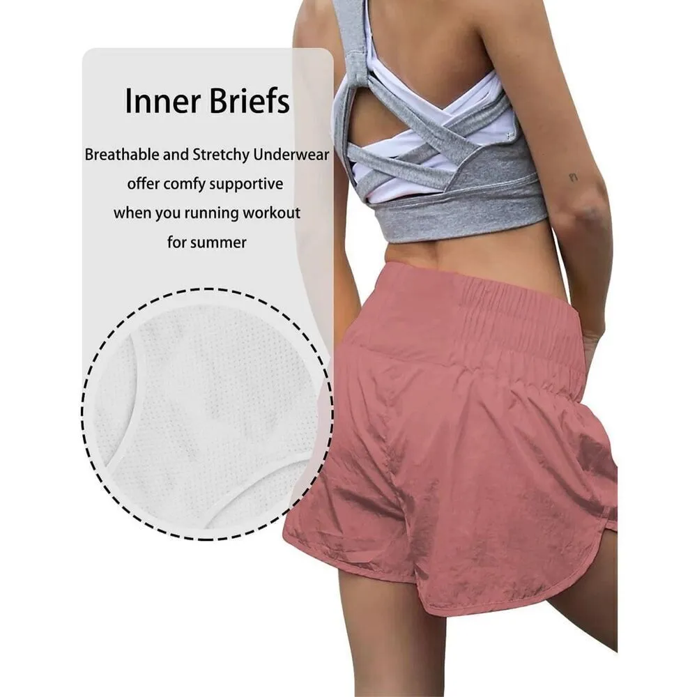 NEW Dragon Fit Running Shorts High Waisted Workout Shorts Athletic Yoga Shorts L Pink Size L - Image 2