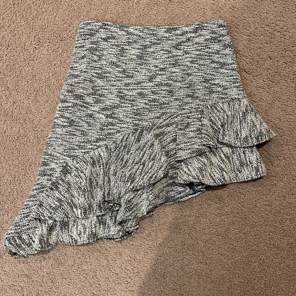 ZARA BASIC Y2k Gingham Trending Asymmetric Tiered Ruffles Skirt - Image 8