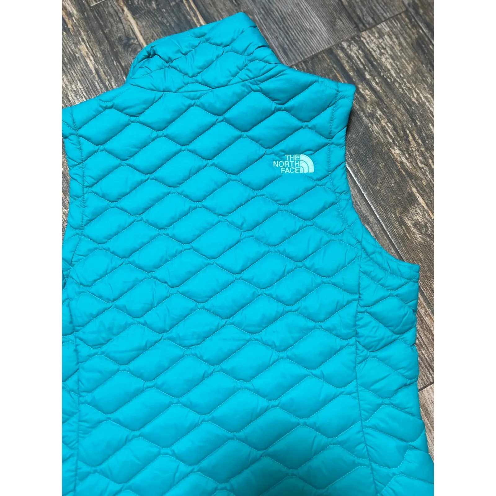 The North Face Thermoball Womens Vest Teal Blue Puffer Quilted Size Small Hiking - Image 9