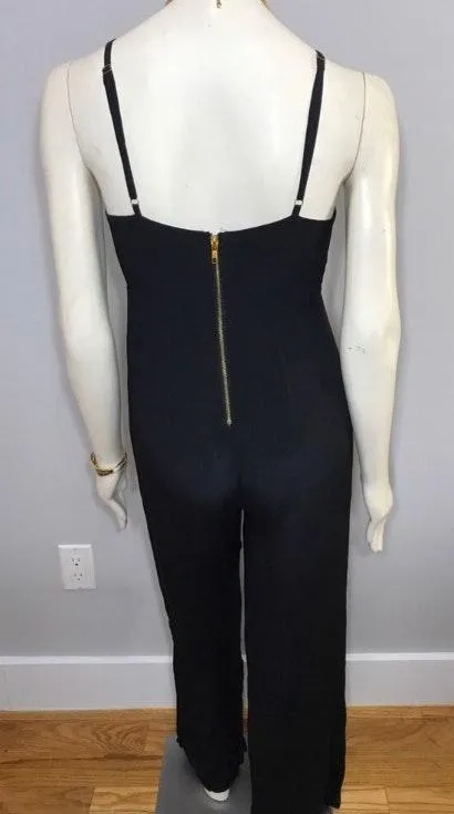 Little Black Strappy Plunging Neck Jumpsuit Sz Small - Image 7