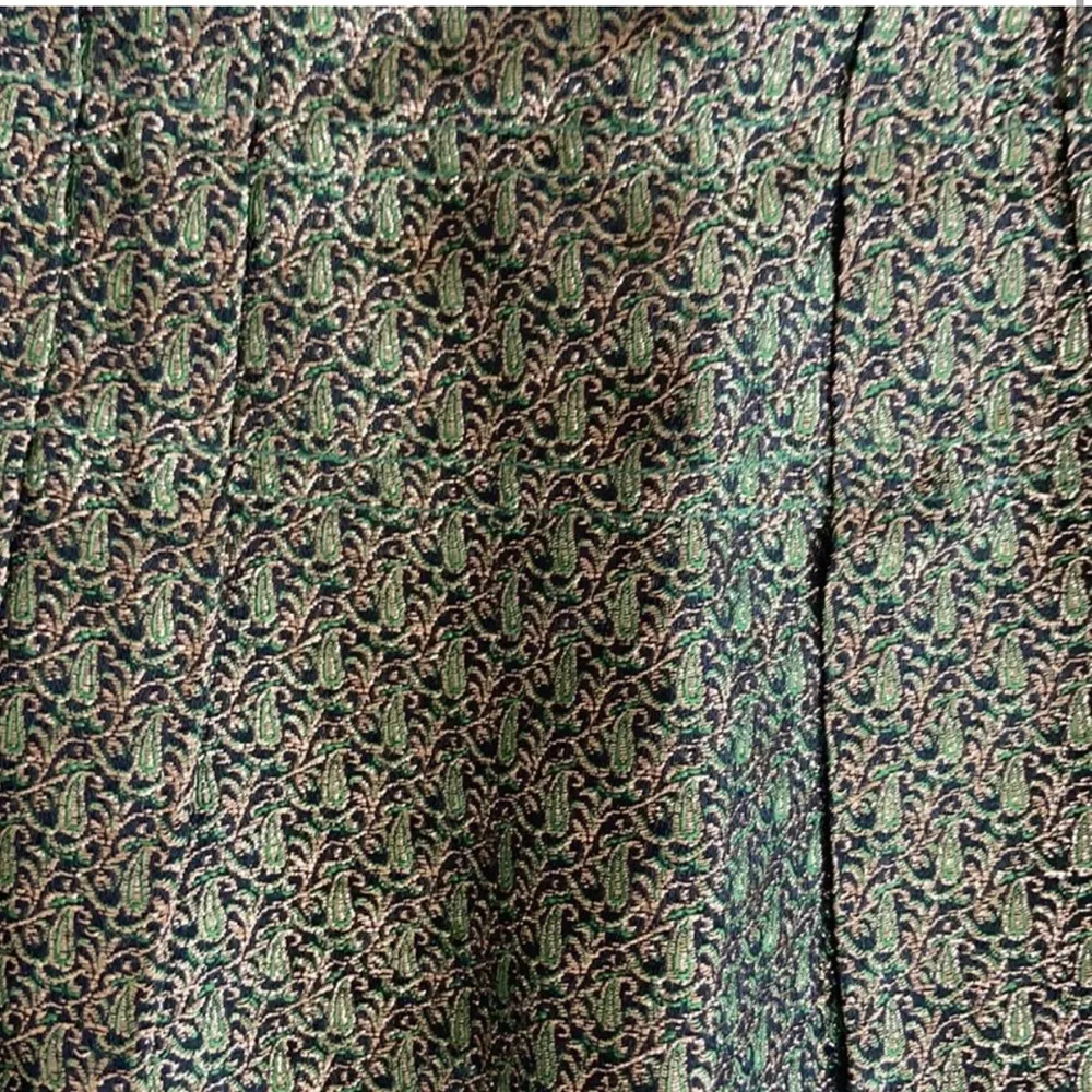 Adolfo Dominguez Metallic Jacquard Mini Skirt Pleated Green Gold FR38 US 6 Med - Image 4