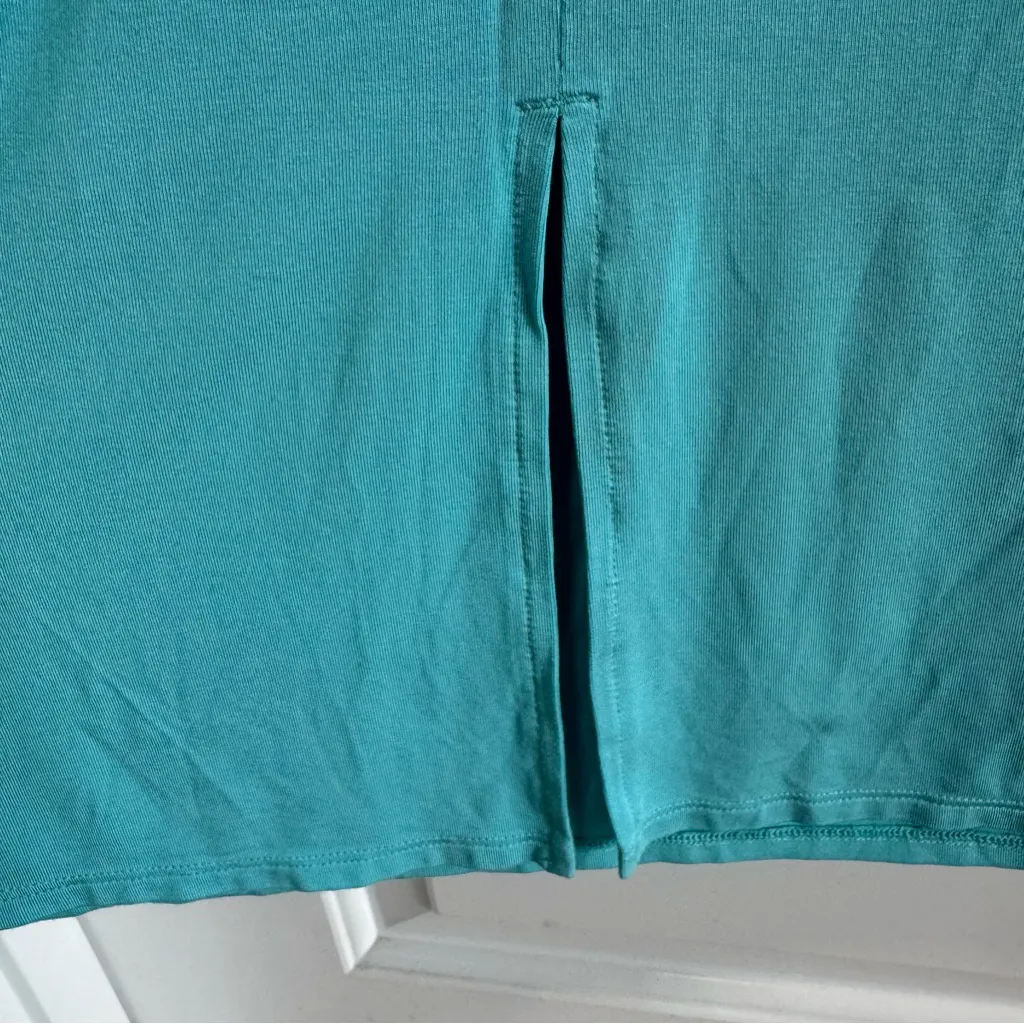 Athleta Santorini Cinch Midi‎ Dress size Small Turquoise Blue Modal Jersey Knit - Image 10